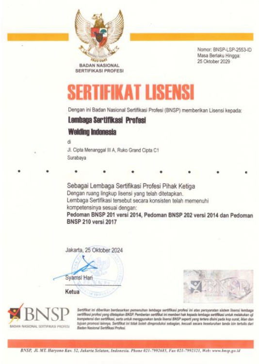 Sertifikat BNSP